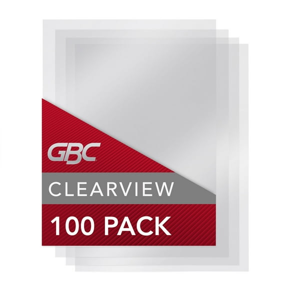 GBC Clear View Binding Presentation Covers, Unpunched, Clear, 9 mil, 8.5" x 11", 100 Pack