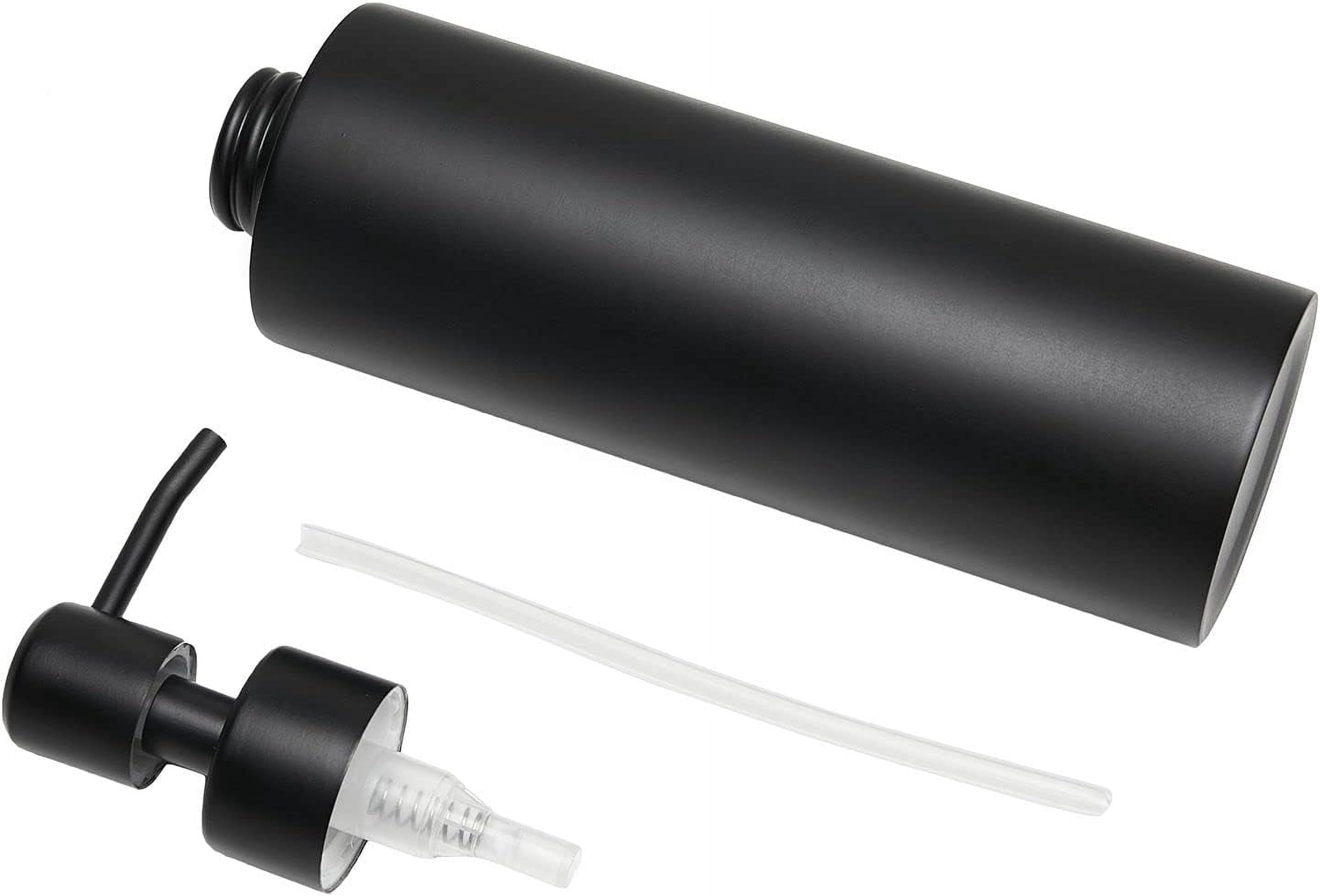 Soap Dispenser, Matte Black with Funnel and Non-Slip Coaster 304 Stainless Steel Metal Pump Hand Sanitizer Bottle for Bathroom, Kitchen (12oz/350ml)