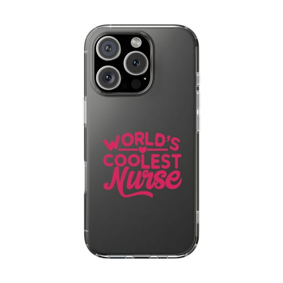 Clear Hybrid Shockproof Case for Apple iPhone 16 PRO - World's Coolest Nurse Pink Design