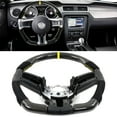 thumbnail image 2 of Ikon Motorsports Steering Wheel Bodykit Replacement Compatible With 2010-2014 Ford Mustang Carbon Fiber & Alcantara Yellow Stitch & Indicator 2011 2012 2013, 2 of 8