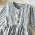 thumbnail image 5 of Toddler Girl Dress Girls Dresses Long Sleeve Dress Baby Sweater Ribbed Knit Dresses Children Fall Winter Fashion Dress Grey,2-3 Years, 5 of 5