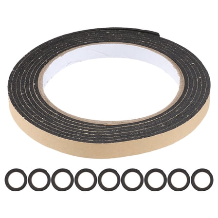 DRAFIDEEP 10Rolls Self-Adhesive Sealing Tape Caulk Tapes for Kitchen Use Black Polyethylene 78.60X0.39X0.12In