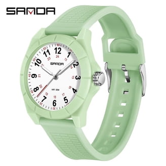 Unisex Light Green Stylish Ultra Thin Silicone Band Waterproof Wrist Watch 20mm Trendy Fashionable Olive Green Rubber Silicone  main image 2