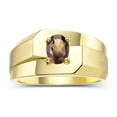 thumbnail image 1 of RYLOS Men's Rings 14K Yellow Gold Ring Classic Solitaire 7X5MM Oval Shape Gemstone Designer Band Smoky Quartz June Birthstone Rings For Men Size 9, 1 of 5