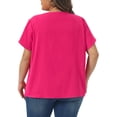 thumbnail image 3 of Agnes Orinda Women's Plus Size Work Pleated Short Sleeve Round Neck Tulip Sleeves Summer Blouses 2X Hot Pink, 3 of 6