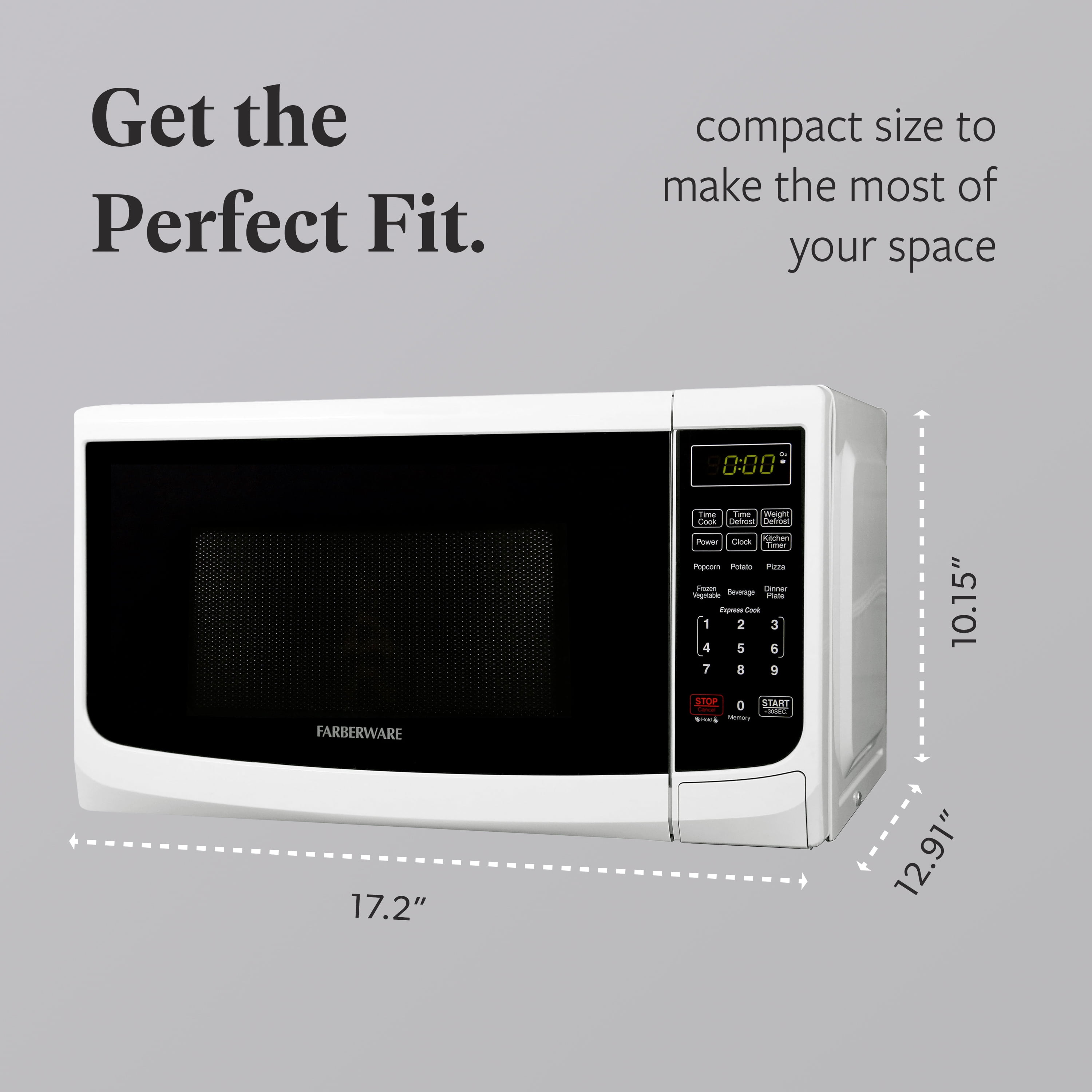 Farberware Countertop Microwave Oven with LED Lighting & Child Lock, 0.7 Cu Ft White