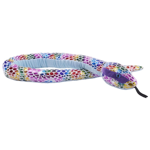 Wild Republic Foilkins Dotted Rainbow Snake, Stuffed Animal, 54 Inches, Plush Toy, Fill is Spun Recycled Water Bottles