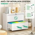 thumbnail image 6 of Superday Lateral File Cabinet 2 Drawer Metal File Cabinet with Lock, White Filing Cabinets for Home Office, Locking Filing Cabinets Hanging Files Letter/Legal/F4/A4, 6 of 7