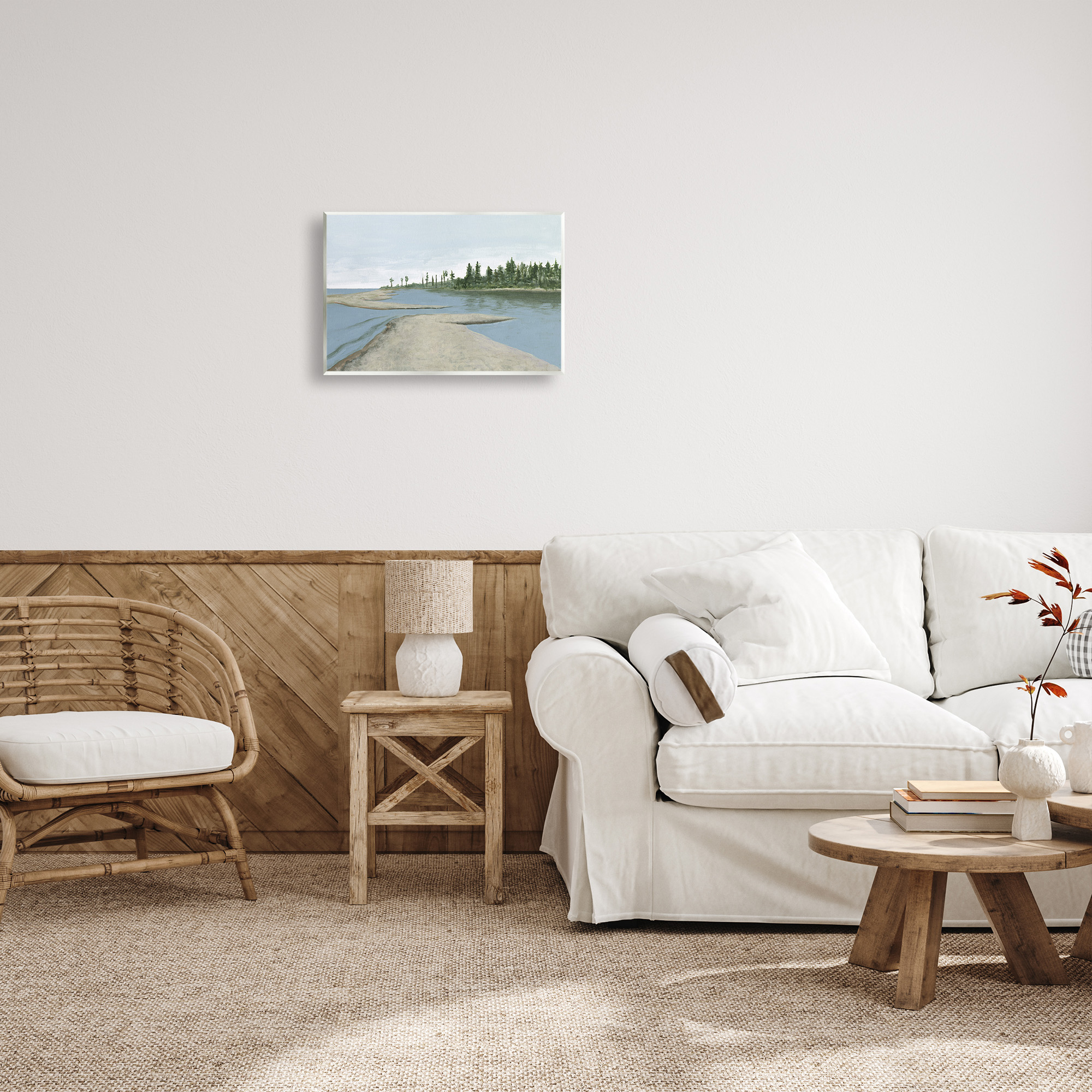 Stupell Industries Lake Waterfront Scenery Landscape Painting Unframed Art Print Wall Art, 19 x 13