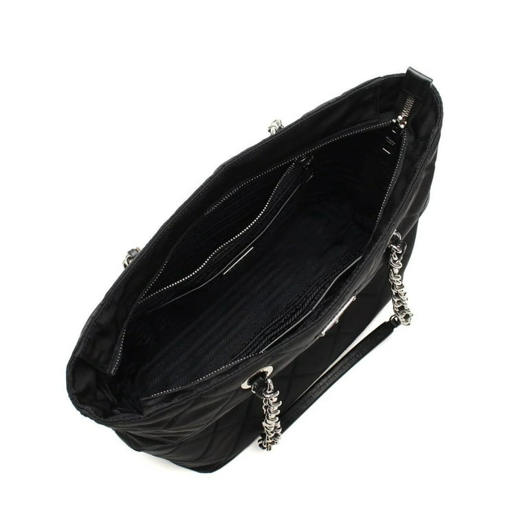 Prada Black Quilted Nylon Chain Tote Bag