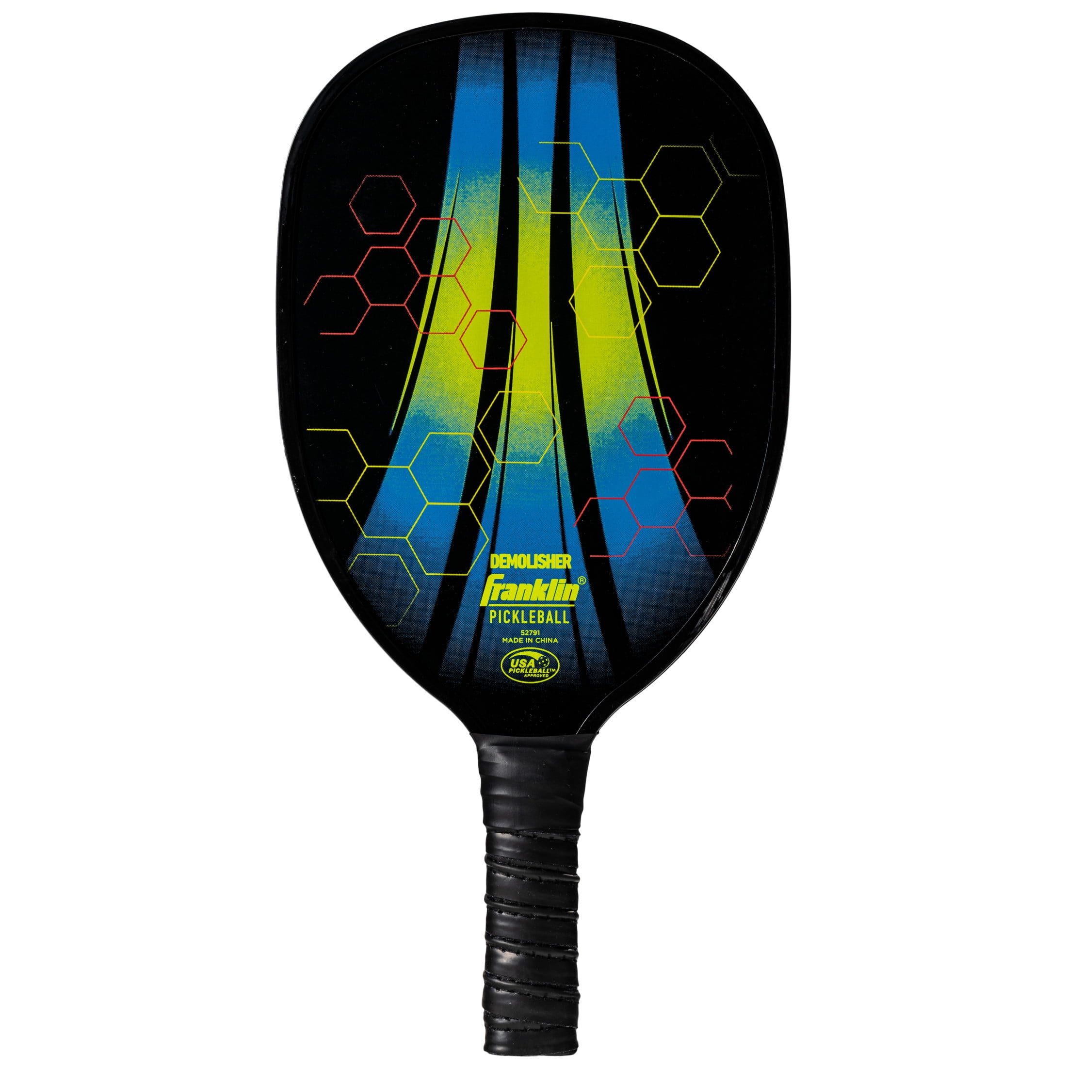 (10 pack) Franklin Sports Wooden Pickleball Paddle - Demolisher - Black, Blue, Yellow - 11oz