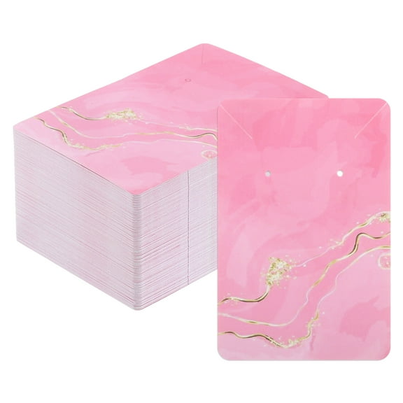 Uxcell Earring Display Cards Paper Earring Holder Blank Tags Rectangle Cardboard Style 6, Pink 100 Pack