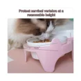 thumbnail image 5 of Cuencos de cerámica para gatos, cuencos dobles para comida y agua, cuencos elevados de cerámica para gatos con soporte de plástico rosa, 5 of 5