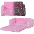 thumbnail image 2 of Qaba 2 in 1 Kids Play Couch with Glow in the Dark Cloud Pattern, Pink, 2 of 9