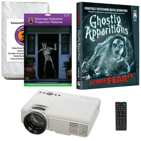Halloween Projector Kit for Windows, Doors & Walls with Ghostly Apparitions AtmosFEARFx DVD + 2 Screens (R/D) + Projector