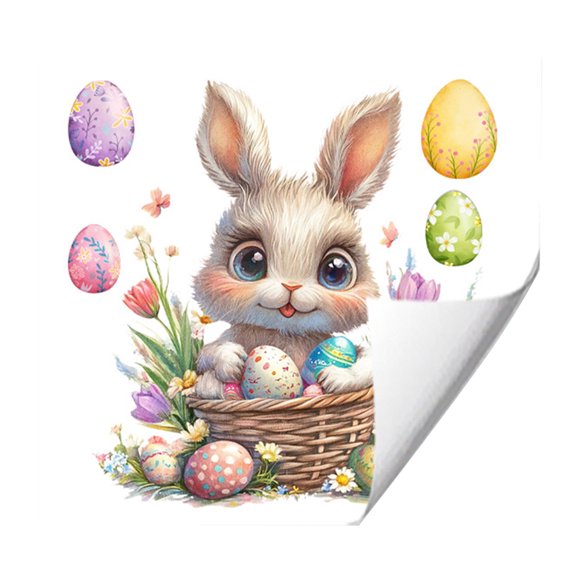 SIYTUAU Autocollants de Fenêtre Floraux de Pâques Lapin Œuf Papillon Aimants pour Réfrigérateur Autocollants Statiques pour Salon Chambre