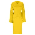 thumbnail image 4 of Robe à Manches Longues pour Femmes, Robe de Travail pour le Travail avec Couleur Unie et Col Rond, 4 of 9