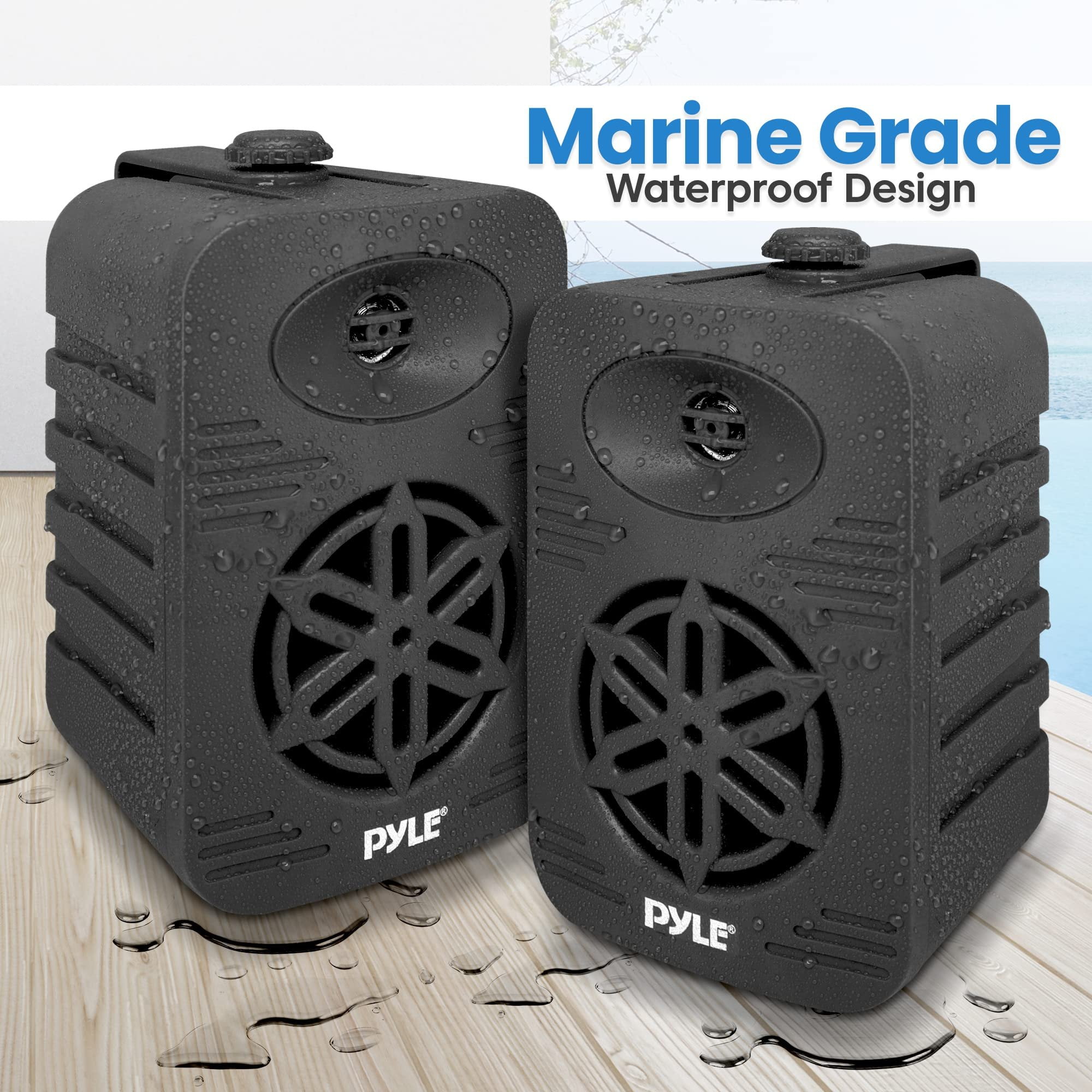 PyleUsa Bluetooth Indoor Outdoor Speakers Pair - 500 Watt Dual Waterproof 5.25 2-Way Full Range Speaker System w/ 1/2 High Compliance Polymer Tweeter - Home, Boat,Deck, Patio, Poolside - PDWRBT56BK