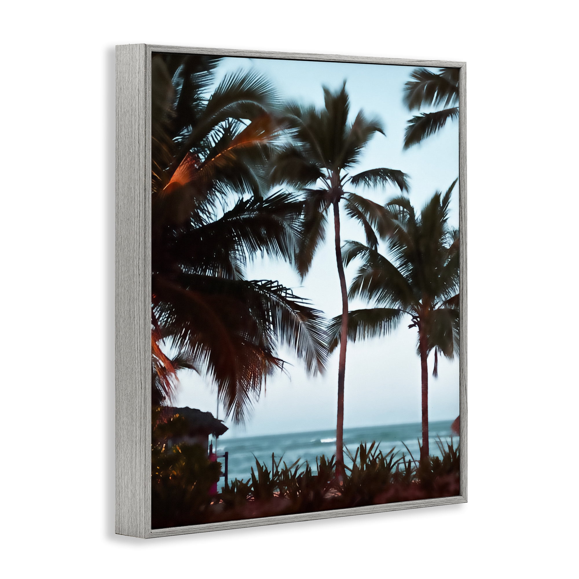 Stupell Industries Shady Palms Beachfront Gray Framed Giclee Art, design by Noah Bay
