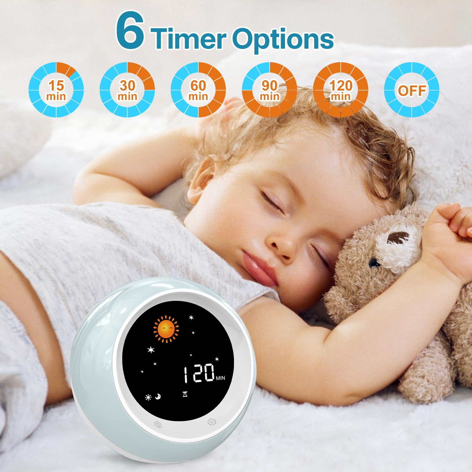 Réveil Pour Enfants, Entraîneur De Sommeil Pour Enfants Avec Veilleuse Integree 1200 Mah Batterie Au Lithium Rechargeable Minuteur De Sieste Bleu 96337351