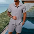 thumbnail image 2 of RMGVDSD Mens Short Sets 2 Piece Outfits Fashion Casual Summer Mens Shirts Loose Fit Short Sleeved Shorts Set Comfortable Breathable Beach Outfit Comfort Clothes for Men, 2 of 9