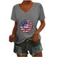 thumbnail image 1 of Camisetas Casuales de las Mujeres Gradiente Día de la Independencia Impreso Cuello Redondo, Blusa de Manga Corta para Diario, Fiesta Y Primavera Verano, 1 of 6