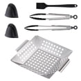 thumbnail image 1 of Grill Basket, Stainless Steel Grilling Basket, BBQ Grill Basket Wok for Vegetable, Kabobs, Shrimps, Heavy Duty Stainless Steel Grilling Accessories for All Grills, Dishwasher Safe, 1 of 5