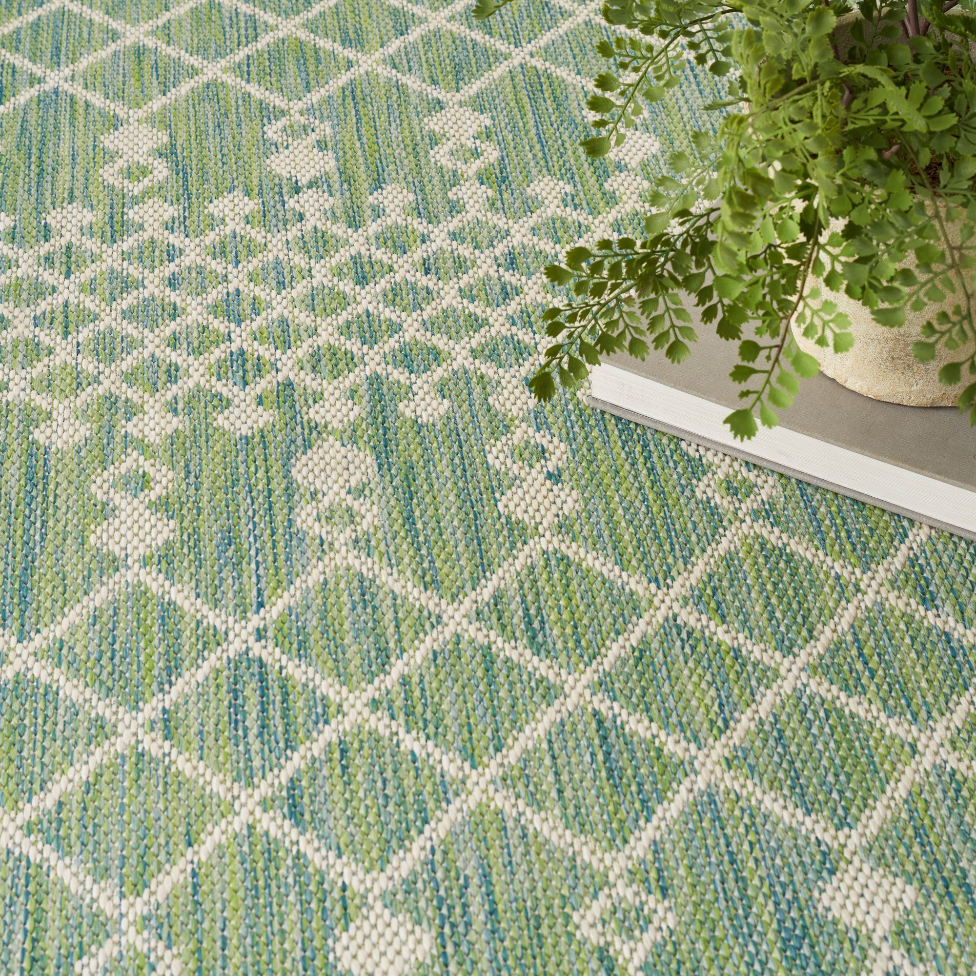 Nourison Positano 8' x Round Blue Green Modern Indoor/Outdoor Area Rug