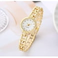 thumbnail image 5 of Women Gold Bracelet Wrist watchs Minimalist Diamond watchs Stainless Steel Quartz Waterproof watchs (01 Gold), 5 of 6