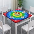 thumbnail image 3 of Colorful Tie Dye Circle Pattern Square Fitted Tablecloth with Elastic Edge,Square Table Cover,Washable Elastic Table Cover for Home Kitchen Party Decor 34"x34", 3 of 6