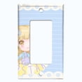 thumbnail image 2 of Metal Light Switch Wall Plate Outlet Cover (Pop Star Blue Anime Stripe Flower Border Pattern - Single Rocker), 2 of 2