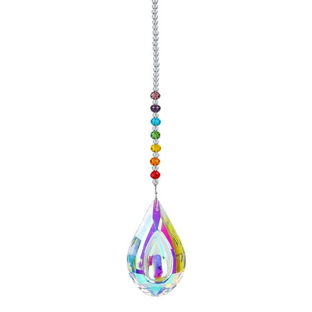 

Luokeji Crystal Pendant Colorful Beads Hanging Drop Wind Chime Garden Decor (E)