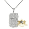 thumbnail image 1 of Baguette 24 + Grams 14K White Gold Over Jesus Cross Dog Tag Flower Charm Pendent Chain, 1 of 5