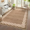 thumbnail image 5 of Funslane 8' x 10' Washable Scalloped Area Rug, Modern Neutral Farmhouse Floor Carpet, for Living Room Bedroom Apartment, Tan, 5 of 10