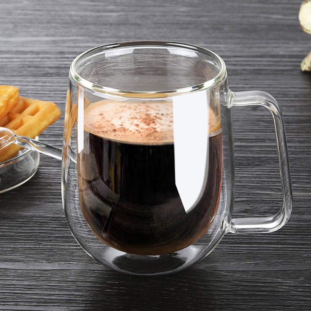 Leshp Double Wall Insulated Glass Coffee Mugs For Espresso Latte Cappuccino Thermo Glassware