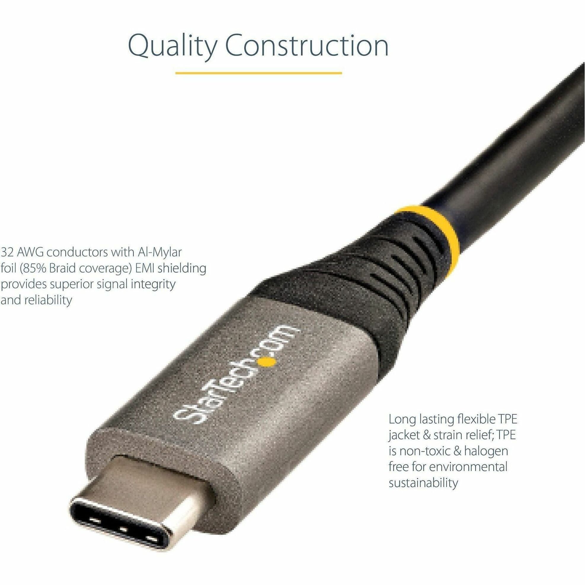 Startech.com 20in 50cm Usb C Cable 10gbps, Usb-if Certified Usb-c Cable, Usb 3.1/3.2 Gen 2 Type-c Cable, 100w (5a) Delivery , Dp Alt Mode, Usb C To C Cord, & Sync - Thunderbolt 3 Compatible
