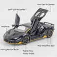 thumbnail image 4 of 1:32 Alloy Supercar Toy, Diecast Mini Race Car with Open Doors, Sound and Light Effect, Pull Back Function, Realistic Sports Car Model for Kids Boys Collection Decoration, 4 of 10