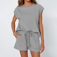 thumbnail image 6 of NMMUED 2 Piece Sets for Women 2 Piece Short Sets for Women Lounge Sets for Women Matching Pajama Set for Women Summer Outfits for Women, Gray XL, 6 of 7