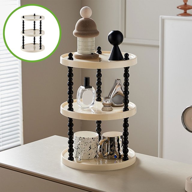 Cream Storage Shelf Multi Layer Desktop Organizer For Mugs Perfume Cosmetics Makeup Books And Home Decor Stylish Living Room Office Storage Solution