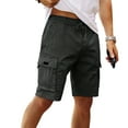 thumbnail image 5 of Men's Drawstring Waist Casual Cargo Shorts, Loose-Fit Solid Color Work Shorts with 6 Pockets (Breathable Poly-Cotton Blend) ,Black M, 5 of 5