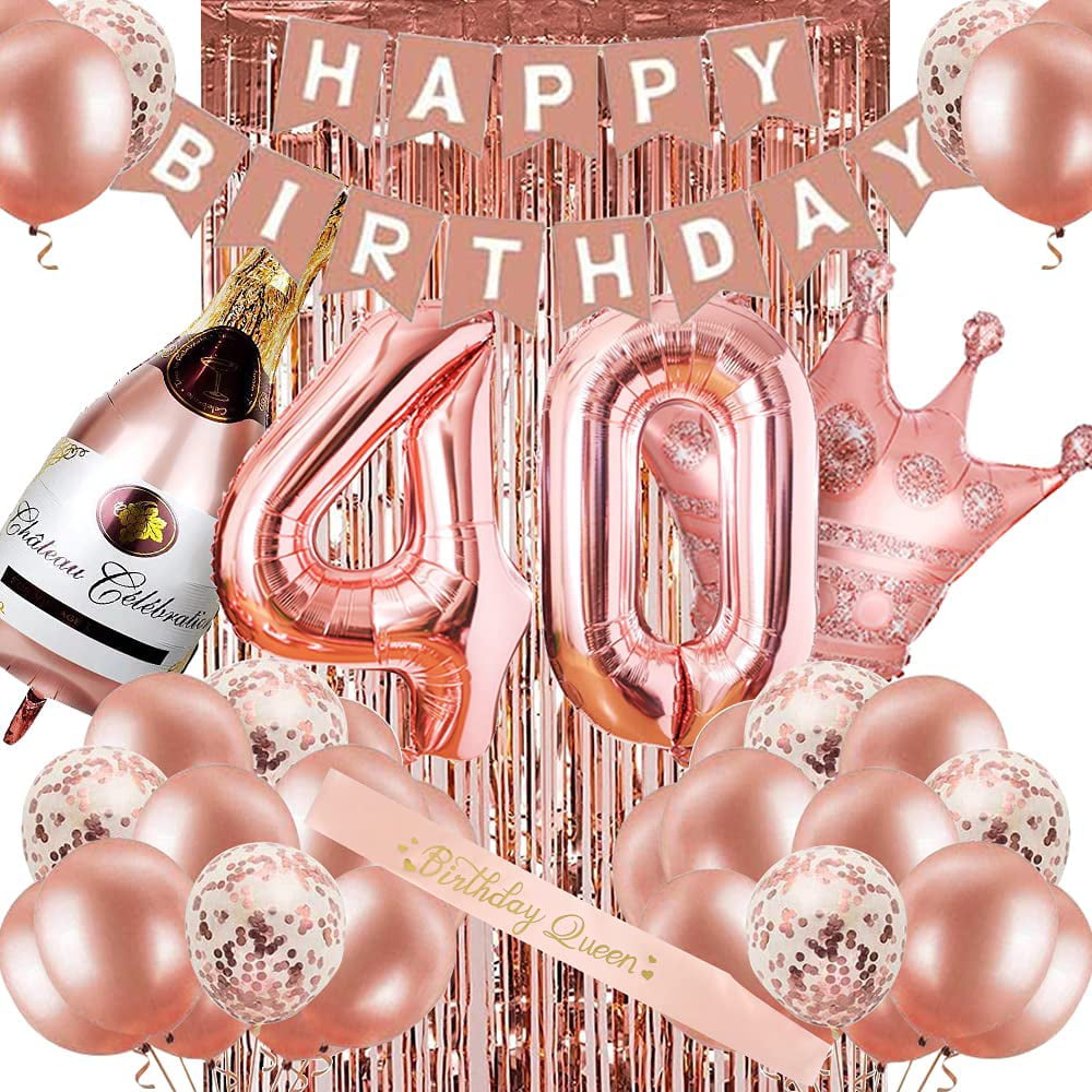 Gold 40th Birthday Decorations,Happy 40th Birthday Banners,Party Packs Decorations for Women Mens 40th Birthday Decorations