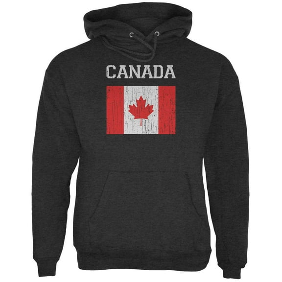 World Cup Distressed Flag Canada Mens Hoodie Charcoal Heather SM