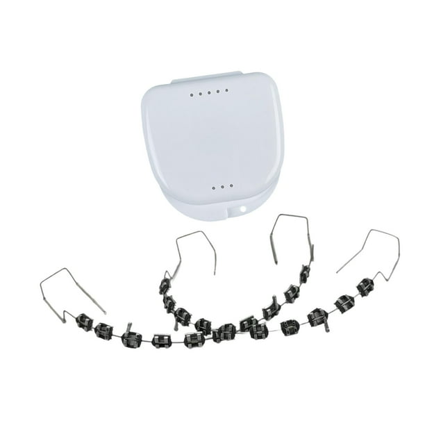 Decoraciones de dientes temporales Brace de moda para estudiantes con práctica de caja de almacenamiento negro