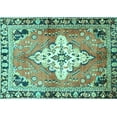 thumbnail image 1 of Ahgly Company Indoor Rectangle Medallion Turquoise Blue Traditional Area Rugs, 7' x 9', 1 of 4