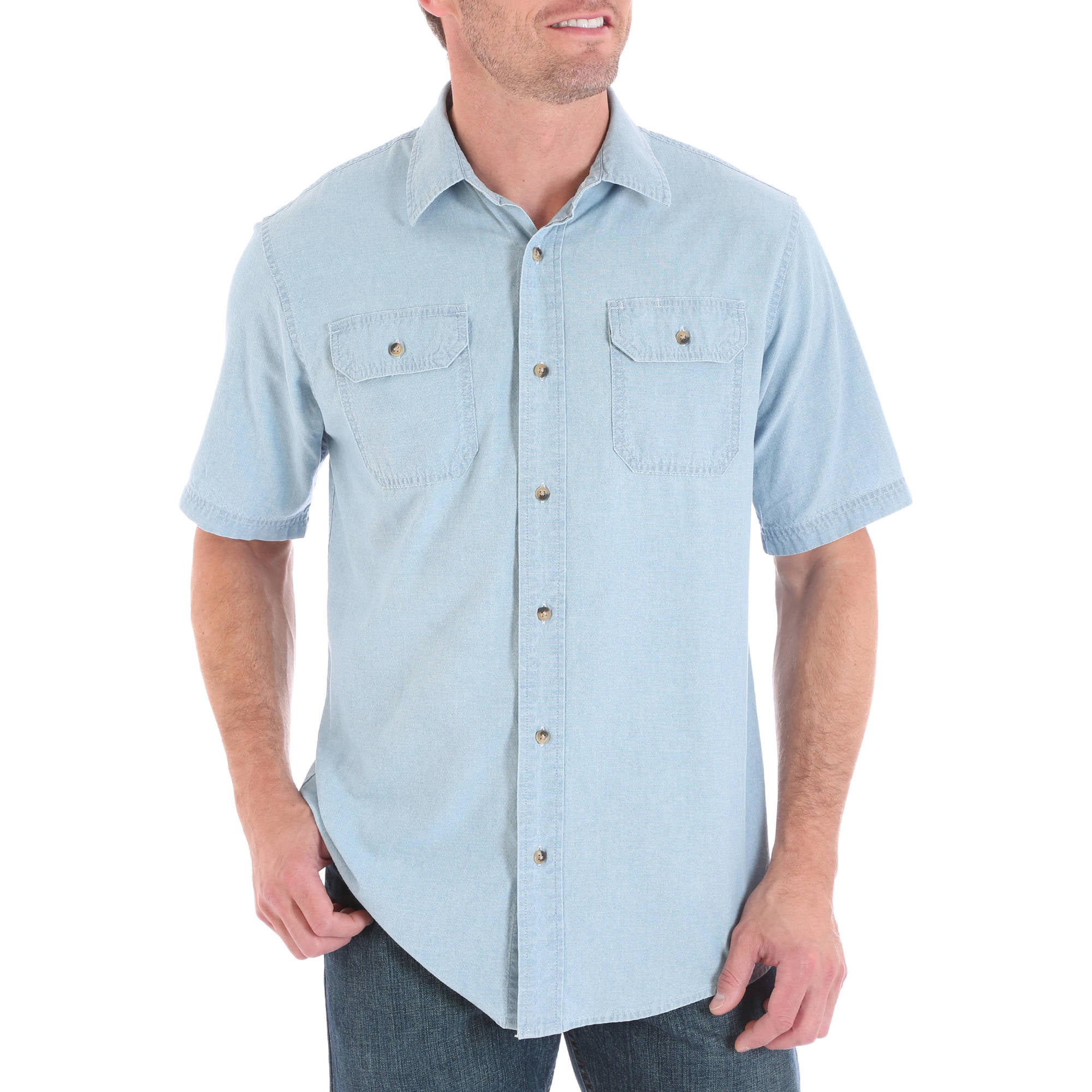 Wrangler Men's Short Sleeve Shirt with Pencil Pocket - Walmart.com