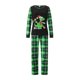 thumbnail image 2 of Pijamas familiares navideños a juego, camiseta de manga larga con estampado de dinosaurios de dibujos animados y pantalones a cuadros. Ropa de dormir y estar por casa., 2 of 10