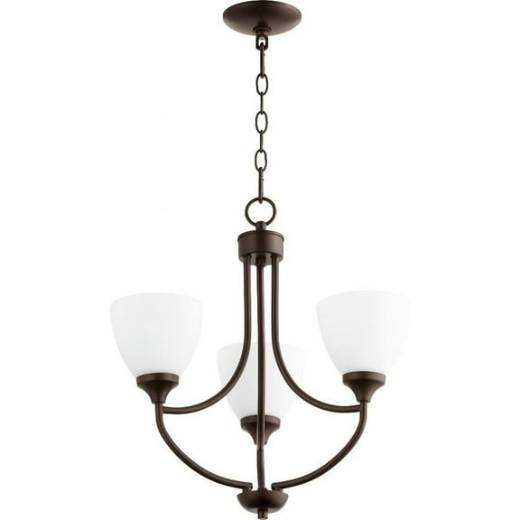 Transitional Three Light Chandelier-Oiled Bronze Finish-Satin Opal Glass Color Bailey Street Home 183-Bel-2534983