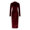 thumbnail image 5 of Swuxness Women Long Sleeves Bodycon Dress, Women Casual Maxi Dresses, Women's Solid Color Semi High Neck Knit Slim Comfortable Soft Long Dress Wine, XXL, 5 of 5