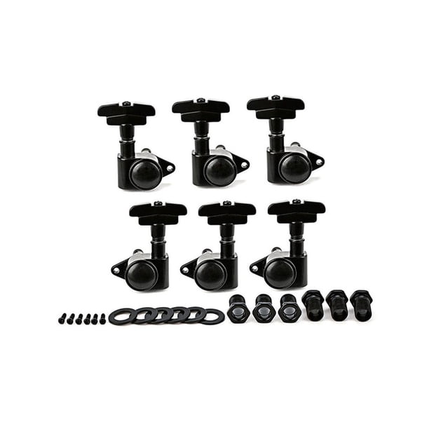Greeniant Juego de 6 uds de clavijas de afinador de guitarra, piezas modificadas, accesorios para guitarras, cabezal de máquina Universal, Accesorios para instrumentos musicales Negro