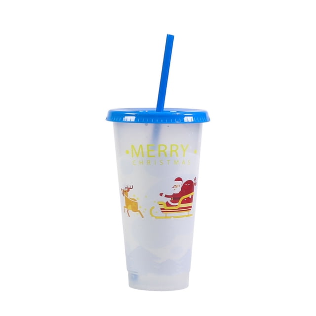 Christmas Color Changing Cup PP Coffee Plastic Single Layer Temperature Sensitive Color Changing Color Changing Cup